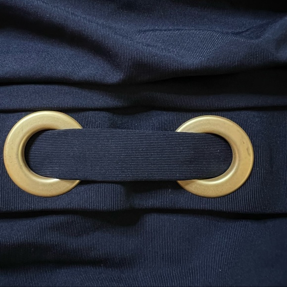 Bleu Rod Beattie One Piece Black Swimsuit with Ruching & Gold Tone Accen… - Picture 7 of 13